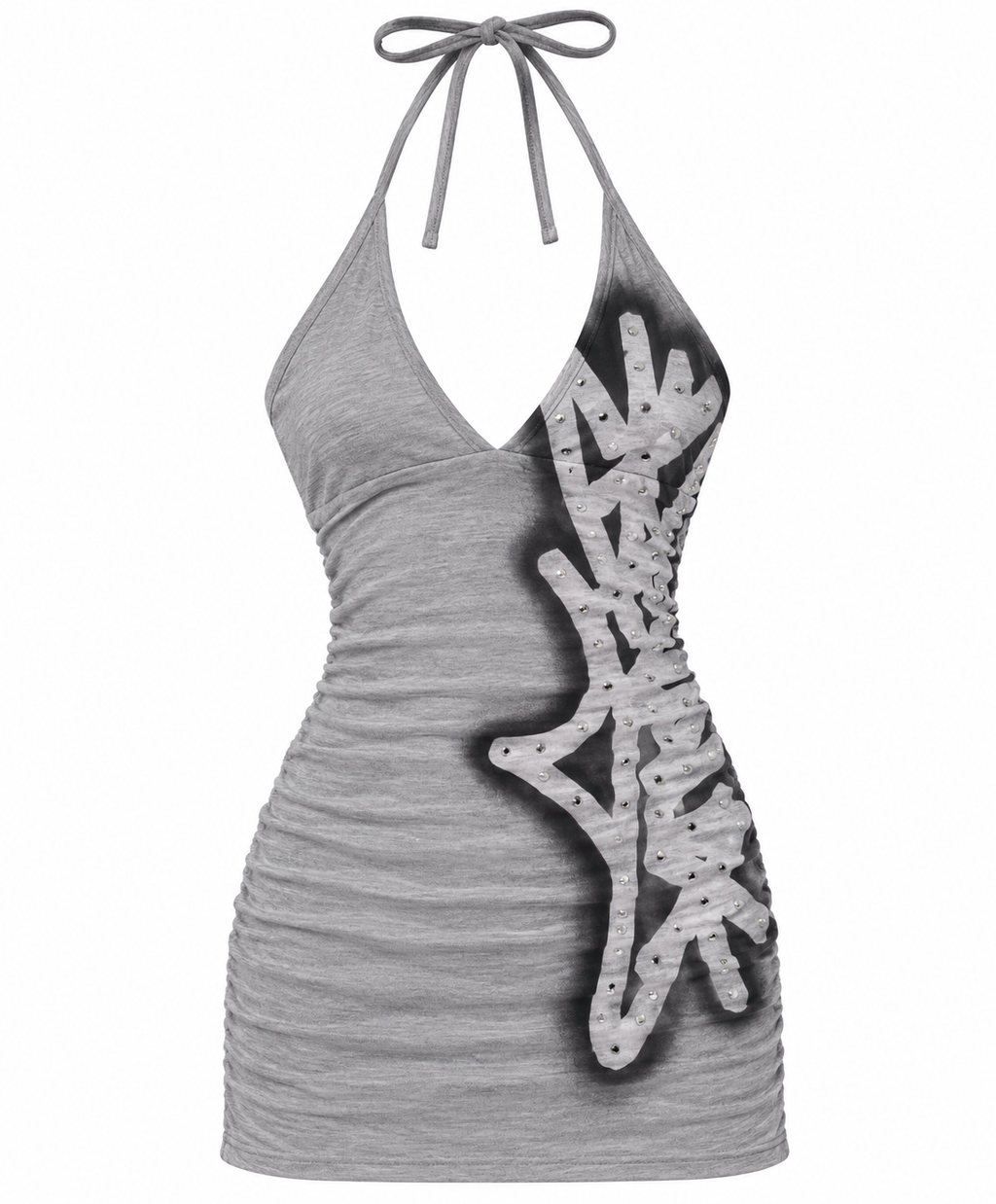 Grey Graffiti Halter Dress