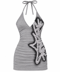 Grey Graffiti Halter Dress
