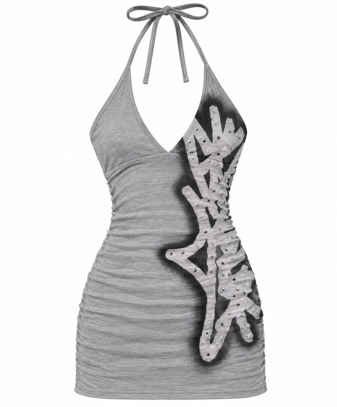 Grey Graffiti Halter Dress